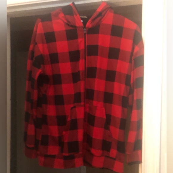 Blumin Apparel Tops - Buffalo Plaid Red and Black Women's Hoodie